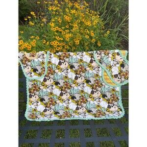 Four Piece Flannel Baby Blanket Set of 2 Burp Clothes, Pull Over Bib, & Blanket